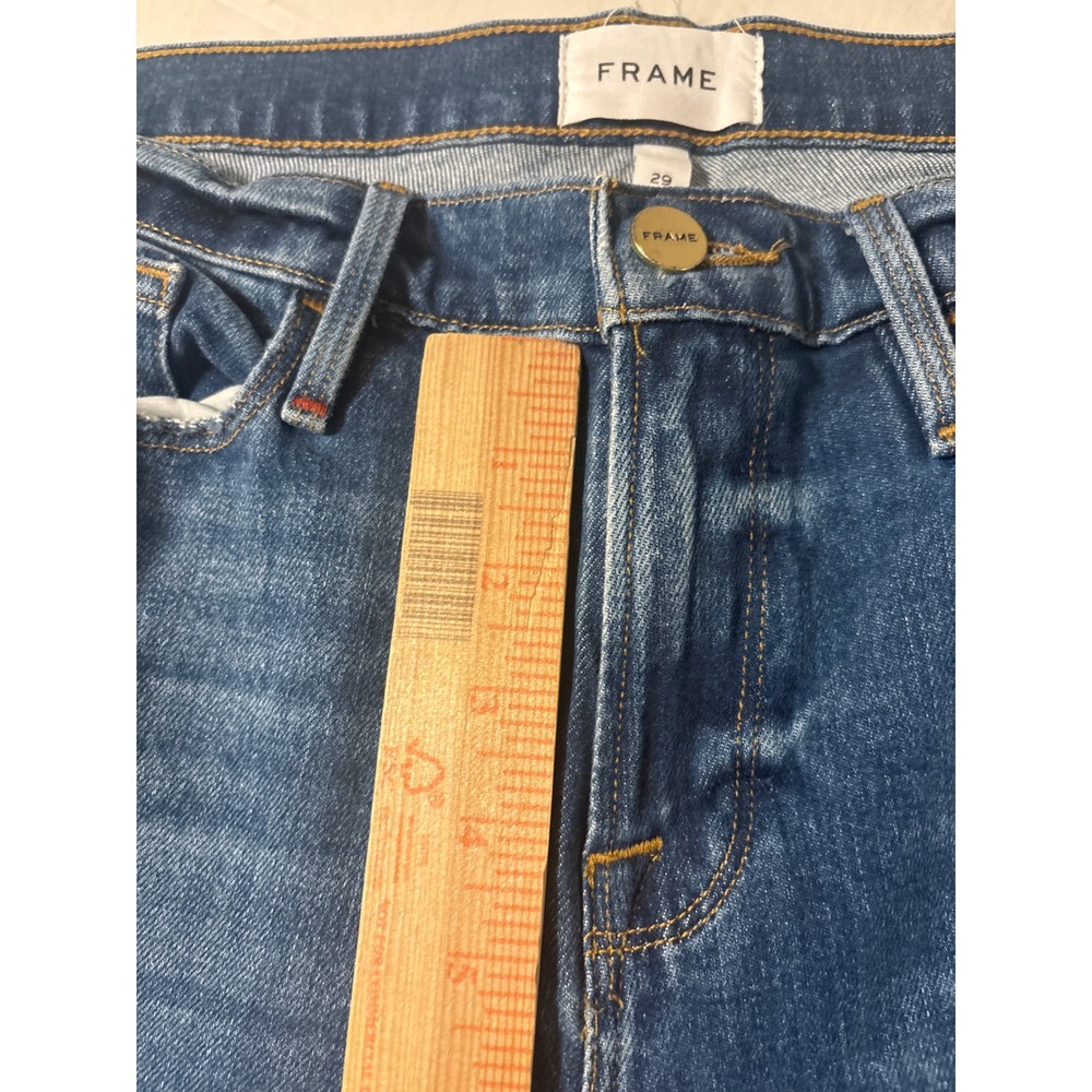 FRAME Straight Leg Jeans Womens 29 Blue Distressed Denim - Picture 6 of 14